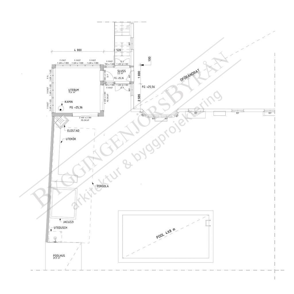 Planritning poolområde