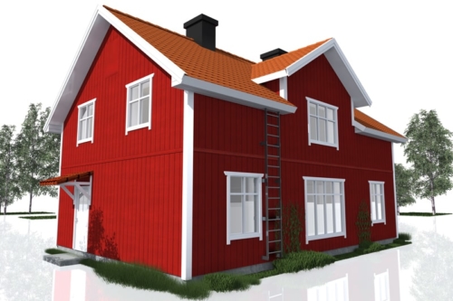 Husmodell 404 - Baksida mot Nordost