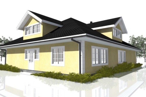 Husmodell 582 - Baksida mot Nordost